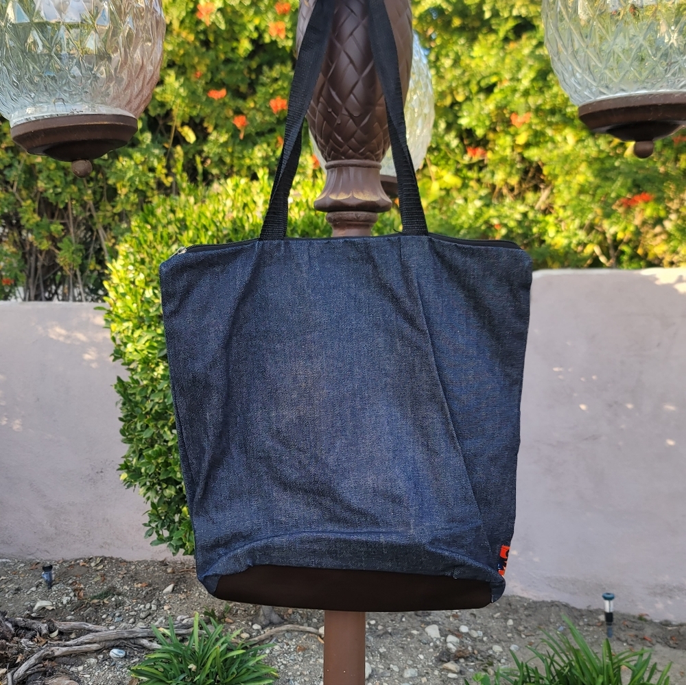 Ghanian West African Custom Denim Tote Bag - Picture 3 of 4